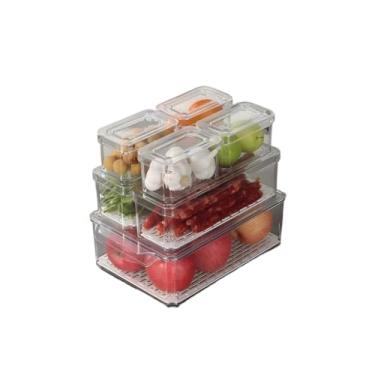 Imagem de Caixa Organizadora De Alimentos Transparente Geladeira Empilhável Multiuso Com Divisórias(Conjunto)