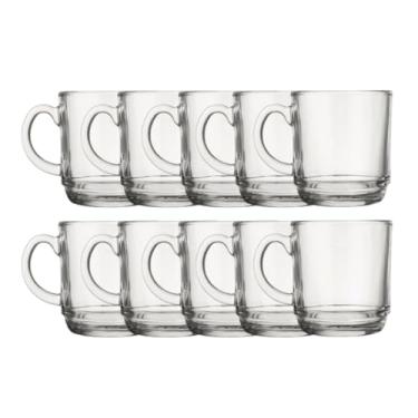 Imagem de Jogo 10 Canecas Transparente Vidro 250ML Café Cappuccino