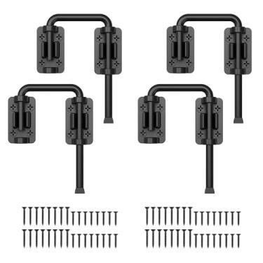 Imagem de SecureLatch Trava de porta deslizante, trava de porta de pátio de aço inoxidável de 2,36 polegadas para janela, celeiro, jardim, cerca, galpão, armário, portão duplo - trava de parafuso em U de