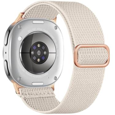Imagem de DaQin Pulseira elástica compatível com Samsung Galaxy Watch 8 de 40 mm e 44 mm, Galaxy Watch 8 Classic de 46 mm, tecido de nylon elástico macio, pulseira esportiva sem lacunas para Samsung Watch 8