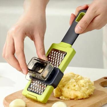 Imagem de 1 moedor manual de espremedor de alho, ferramenta de cozinha multifuncional doméstica, cortador de legumes adequado para alho, legumes, frutas e legumes