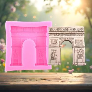 Imagem de Molde de fondant de arquitetura retrô francês, arco do triunfo, moldes de silicone para decoração de bolos, enfeite de cupcake, doces, chocolate, polímero, argila, pasta de goma