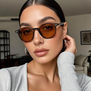 Imagem de Óculos de sol redondos polarizados para mulheres, homens, clássicos, femininos, para praias, estilo vintage, Tartaruga/marrom