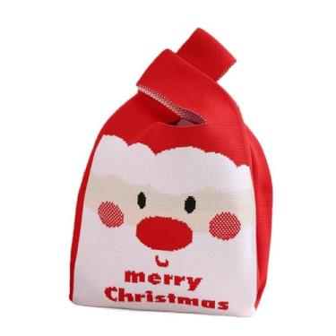 Imagem de Bolsa de lã de tricô casual com desenho animado de Natal fofa para presente de Natal (estilo E)