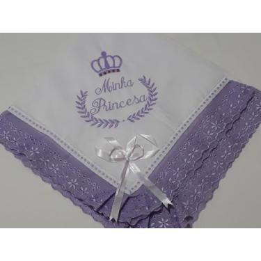 Imagem de Manta para Bebê Lilás Minha Princesa Bordado - Manta Verão para nenem 