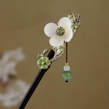 Imagem de Grampo de cabelo de madeira feito à mão feminino joias de cabelo garfo de cabelo festa coque de cabelo decorativo com pauzinhos de cabelo de borla (estilo 5)