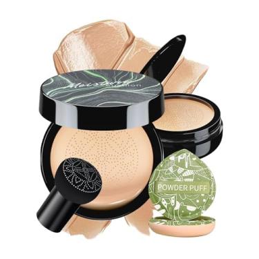 Imagem de OETUIOW Base De Maquiagem Facial Mushroom Head Air Cushion Com Bb Power Puff Para Pele Madura, Corretivo Hidratante, Iluminador, Duradouro, Tom Uniforme Todos Os Tipos (Natural)