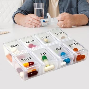 Imagem de Caixa organizadora de medicamentos para uso doméstico diário de 7 dias – transparente sem BPA, serve para estojo de comprimidos, organizador de vitaminas e recipiente de suplementos