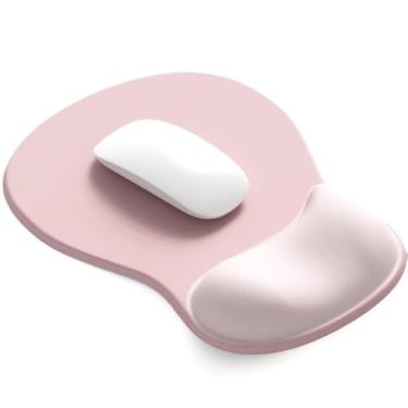 Imagem de Mouse pad ergonômico com suporte de pulso de gel, silicone antiderrapante, para computador, laptop, trabalho, jogos, casa, escritório, rosa