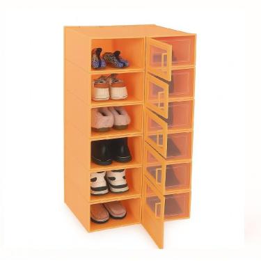 Imagem de Kit Organizador Tenis Sapatos Salto 6 Caixas Empilhavel Abertura Frontal Luxo Closet Quarto Compacto