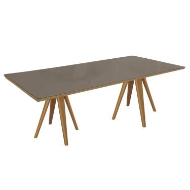 Imagem de Mesa de Sala Jantar Duna Madeira Maciça c/ Tampo Madeirado c/ Vidro 200x100cm Carvalho/Freijo Bronze - Kappesberg