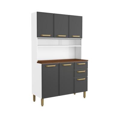 Imagem de Cozinha Compacta Aço 6 Portas 2 Gavetas Grafite Bella Bertolini Grafite/Branco