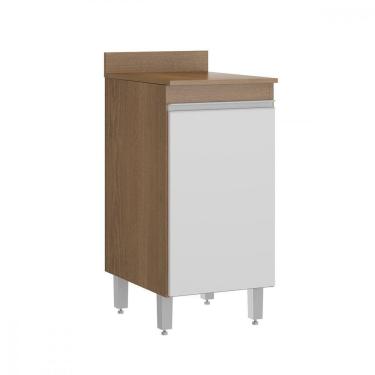 Imagem de Balcão Gabinete P/ Cozinha 40cm 1 Porta Mdp 0457 Menu Móveis Avelã Branco