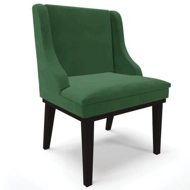 Imagem de Poltrona Base Fixa De Madeira Firenze Veludo Verde/Preto