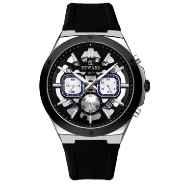 Imagem de Relogio Masculino Quartzo Multifuncional Casual Pulseira De Silicone Impermeavel Preto