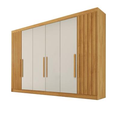 Imagem de Guarda Roupa 6 Portas 2 Ripadas Potente 100% Mdf Peroba/off White