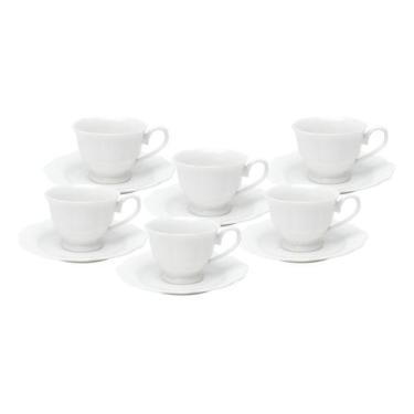 Imagem de Conjunto 6 Xícaras De Café Maldivas Com Pires De Porcelana 80ml Branco
