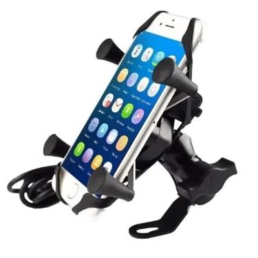 Imagem de Suporte Celular Moto Garra X Com Carregador Usb Universal