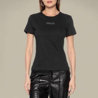 Imagem de Camiseta Colcci Slim Básica Com Strass Feminina Casual-Feminino