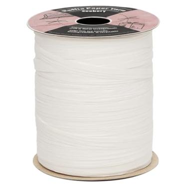 Imagem de Seebery Fita de ráfia para artesanato - Fio de ráfia natural para embrulho de presente, decoração DIY e muito mais | Corda de papel de corda fosca para crochê - 1/10.2 cm de largura, 100 metros,