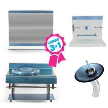 Imagem de Combo 3 em 1 - Gabinete 70cm Espanha + Torneira Ibiza + Kit Banheiro J