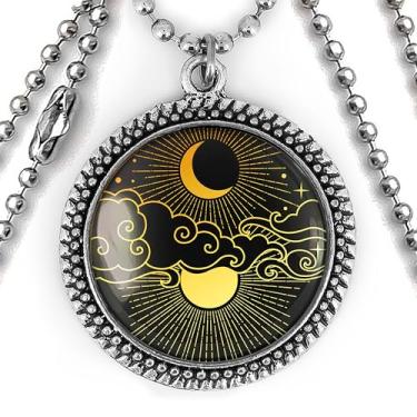 Imagem de Colar com pingente celestial - Hobo Sol e Lua, Tarot Astrology, Joia Artesanal - 918-2-RN, Large, Metal, Sem Pedra Preciosa