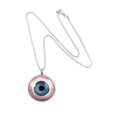 Imagem de Pingente de globo ocular humano - Colar com pingente de prata feito à mão olho de boneca azul - 17-2-E-SLRN, grande, vidro, sem pedra preciosa