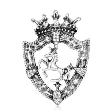 Imagem de Dreuyet Broche de cavalo traje de corrida de cavalos broche de lapela para mulheres homens strass ouro antigo cavalo animal broche roupas acessórios joias, Middle, Latão, Sem Pedra Preciosa