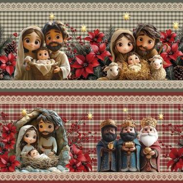 Imagem de Tricoline Digital Barrado Presépio Encantado 55cm x 1,50m - Tecido 100