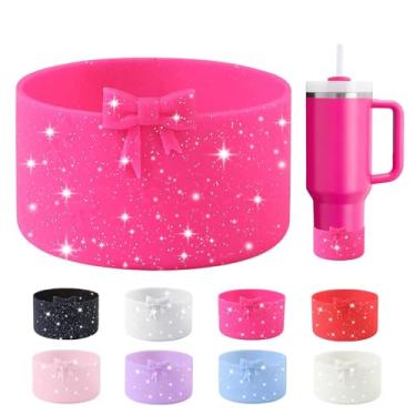 Imagem de Bota de silicone com laço de glitter para StanleyTumbler 567.0-1,134.0 g & Owala garrafa de água 680.4 g & IceFlow 567.0 g 850.5 g & Hydroflask garrafa de água 340.2-680.4 g capa antiderrapante para