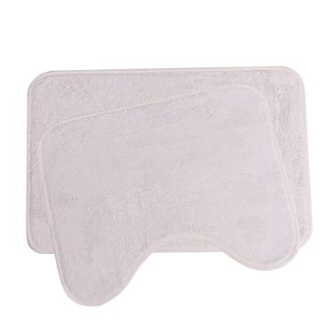 Imagem de Jogo De Tapetes 2 Pçs Comfort Marfim 58x38 - 50x40cm - Uzoo Jogo 2 Tapetes Microfibra Comfort 58x38-50x40cm Marfim