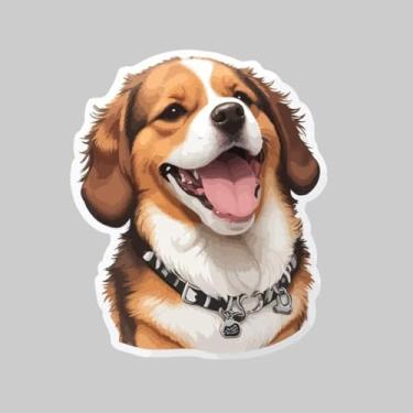 Imagem de Adesivos de Animais Fofos Kawaii para Quarto e Caderno - Decorativos Infantis com Design Vetorial Dog Happy 30x30cm