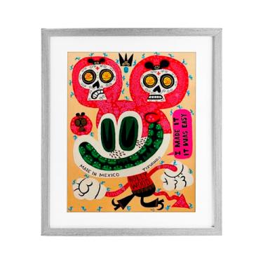 Imagem de Stupell Industries Impressão emoldurada cinza de desenho animado do México brilhante sob vidro, design de Jorge R. Gutierrez, 40 x 33