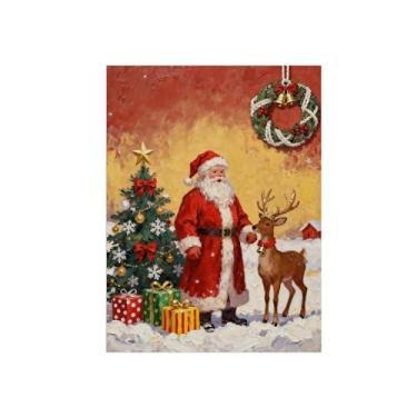 Imagem de Natal Pintura arte parede em tela-Homem Veado Árvore-Imagem decoração moderna-Impressões Sala de Estar 60x80cm Sem Moldura