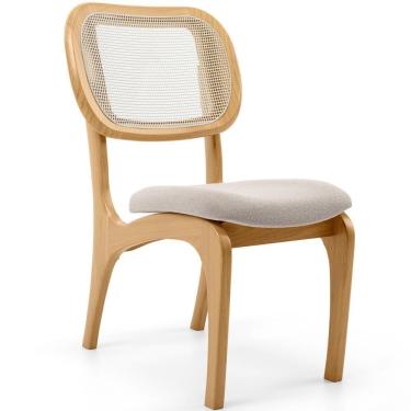 Imagem de Cadeira Para Sala De Jantar Estofada E Tela Mariah L02 Bouclê Creme