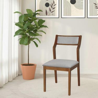 Imagem de Conjunto 4 Banquetas Lagum Conforto Estofada Jequitibá Terra Linho Cinza Palha Sextavada