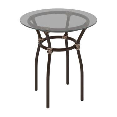 Imagem de Mesa De Centro Jardim/área De Lazer 50cm Vidro E Aço Com Junco Sintético Multimóveis Cr8004 Café Mesclado
