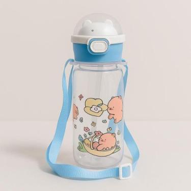 Imagem de Garrafa Infantil Flip Top com Canudo e Alça Regulável 730ml Capivara -
