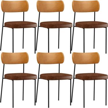 Imagem de Kit 06 Cadeira Para Sala De Jantar Melina L02 Marrom Whisky