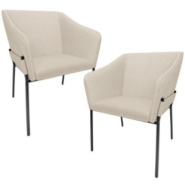 Imagem de Kit 2 Cadeiras Para Sala De Jantar Estar Living Olívia L02 Linho Bege 