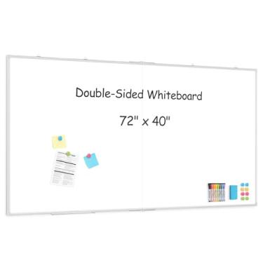 Imagem de AMUSIGHT Quadro branco grande dupla face 182,88 cm x 101,6 cm, quadro branco magnético dobrável, apagável a seco, portátil, quadro branco para parede, para casa, escola, escritório