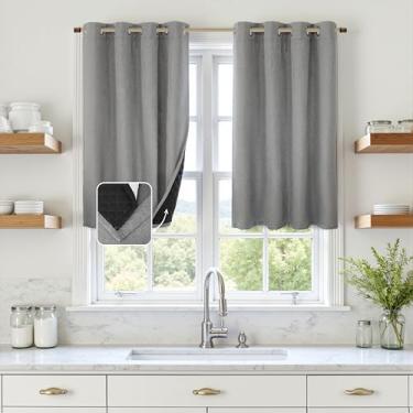 Imagem de DriftAway Cortinas blackout texturizadas de linho com isolamento térmico à prova de som com forro térmico acolchoado para bloqueio de frio e calor, redução de ruído e sono diurno, 1 peça 132 x 91 cm