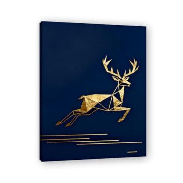 Imagem de Moldura interna. Pintura de Natal glamorosa minimalista, arte geométrica dourada, decoração de Natal moderna emoldurada para parede da sala de estar. A20. 80 x 105 cm - 31,5 x 41,3 pol