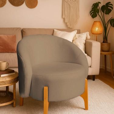 Imagem de Poltrona Orgânica Requinte Sala Escritório Pé Madeira Capuccino