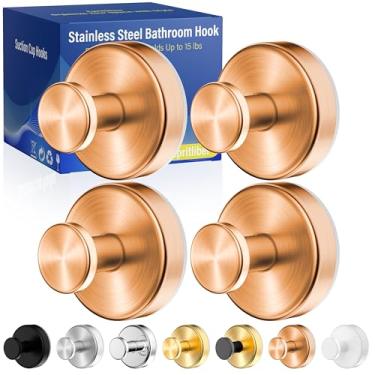 Imagem de Ganchos de ventosa para chuveiro, ganchos de toalha removíveis sem broca, ganchos de sucção fortes atualizados de 6,8 kg para azulejo de banheiro, parede de chuveiro, porta de vidro, bucha de cozinha