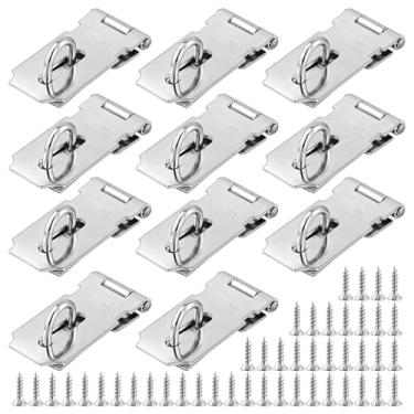 Imagem de SEHOI 10 peças de trava de cadeado de 7,6 cm, ferrolho de cadeado de aço inoxidável, ferrolho de segurança resistente com 90 parafusos de montagem, travas de porta para portas e armários