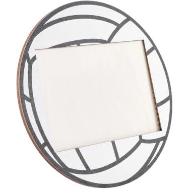 Imagem de CREATCABIN Porta-retrato de voleibol, suporte para fotos esportivas, moldura redonda de madeira para mesa, 12,5 x 17,8 cm, para exibição de mesa doméstica, atletas, treinadores, equipes, presentes