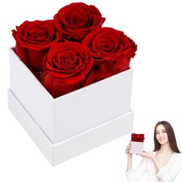 Imagem de Chewtoyo Presente para rosas duradouras vermelhas para ela, rosas preservadas em uma caixa, rosas que duram anos, rosas reais em uma caixa para dia dos namorados, casamento, aniversário, aniversário