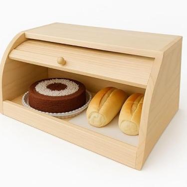 Imagem de Porta Pão de Pinus Natural, Organizador para Cozinha com Charmoso Design que Mantém Seus Pães em Ordem