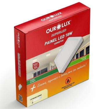 Imagem de Painel Abs Led Sobrepor 18 Watts Bivolt 2700k Quadrado - 02908b - Ourolux
